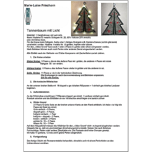Klöppelbrief Tanne ~ M.L. Prinzhorn in der Klöppelwerkstatt erhältlich, klöppeln, Weihnachten, geklöppelt mit Aurifil und Madeira Soft