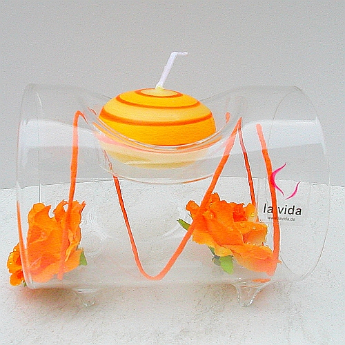 Glasleuchter Surprise 10 cm oder 20 cm Länge, Röhre für ein Teelicht von La Vida, in der Klöppelwerkstatt, Klöppelbriefe erhältlich