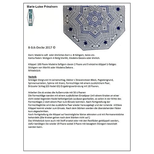 Klöppelbrief 8-eck 2017 ~ M. L. Prinzhorn - Klöppelwerkstatt, Torchon Gründe, Größe: 38 cm im Durchmesser, klöppeln, Torchon