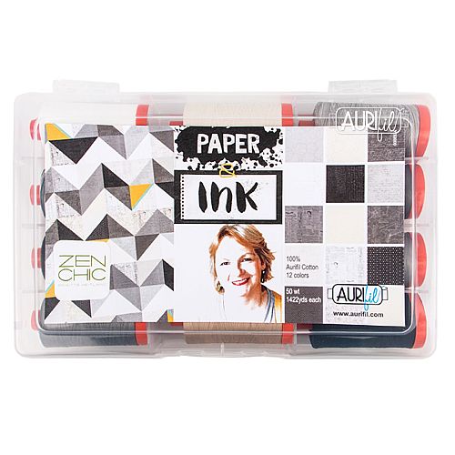 Paper Ink by Brigitte Heitland - Klöppelwerkstatt, Das Set enthält zwölf 30g Spulen Aurifil, in der Stärke 40wt, klöppeln, Quilten, Patchwork, nähen, Nadelmalerei